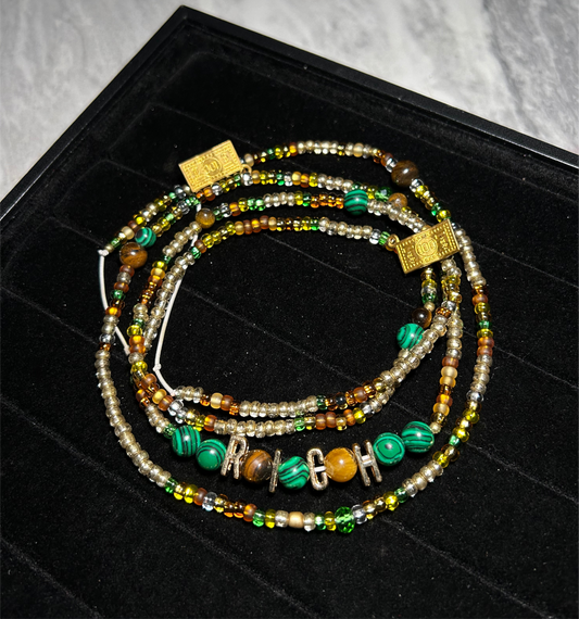 Custom “RICH” Waistbead & Anklet Set