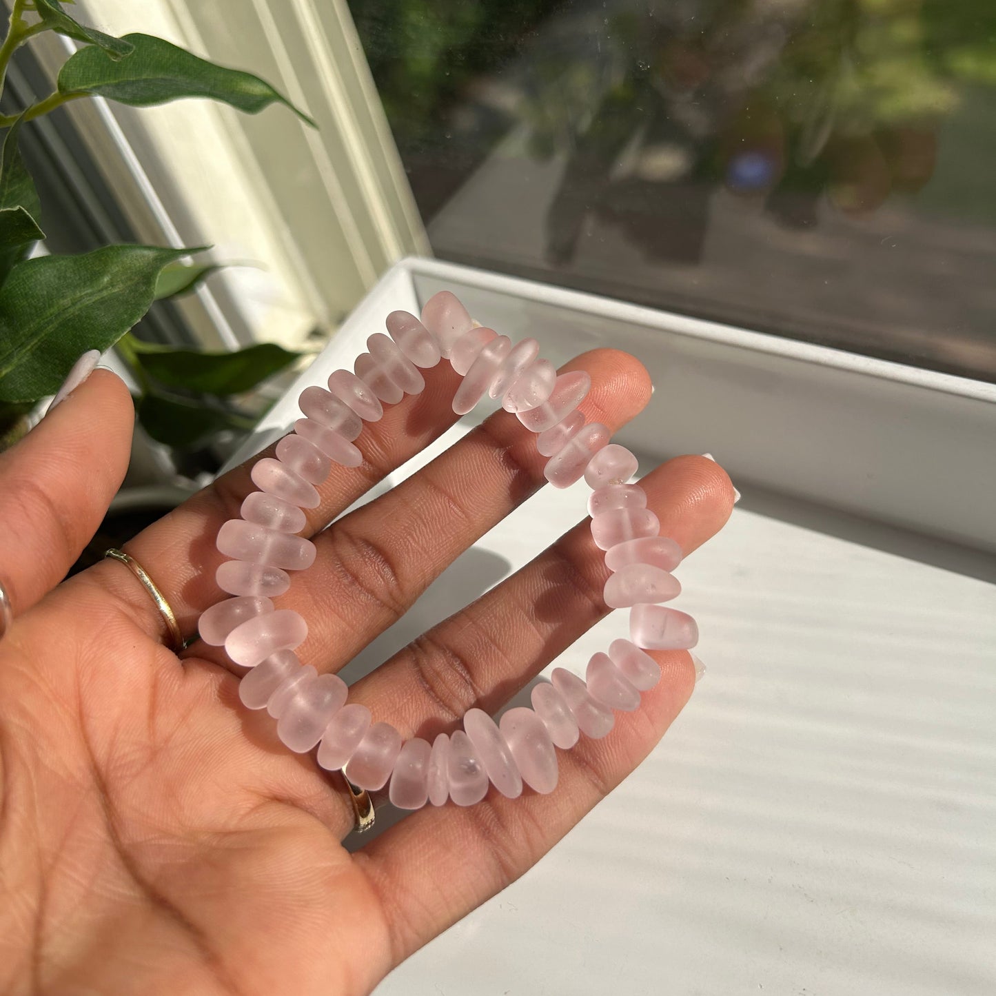 Pink glass bracelet