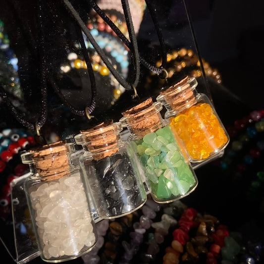 Crystal Chip Jar Necklaces
