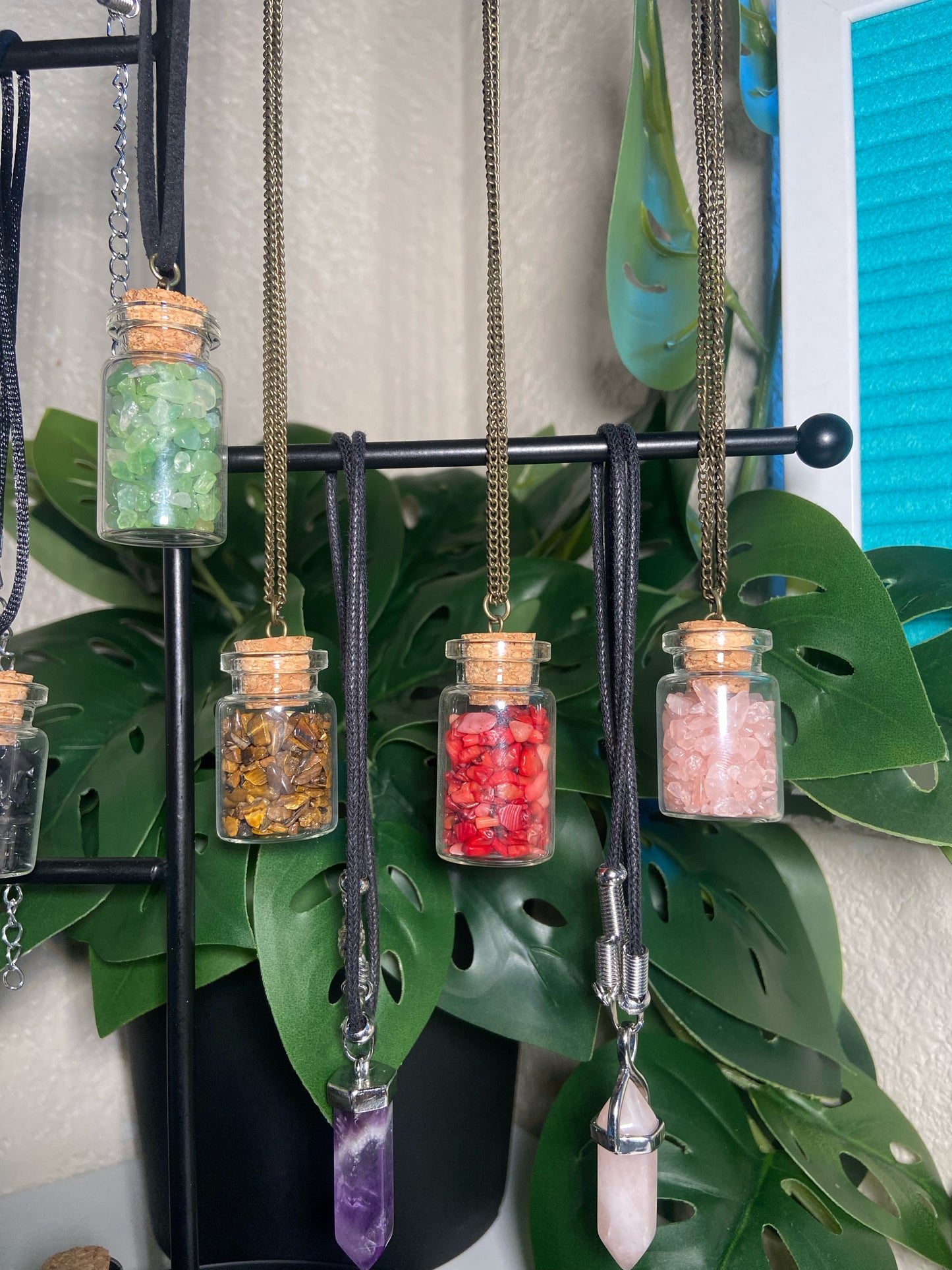 Crystal Chip Jar Necklaces