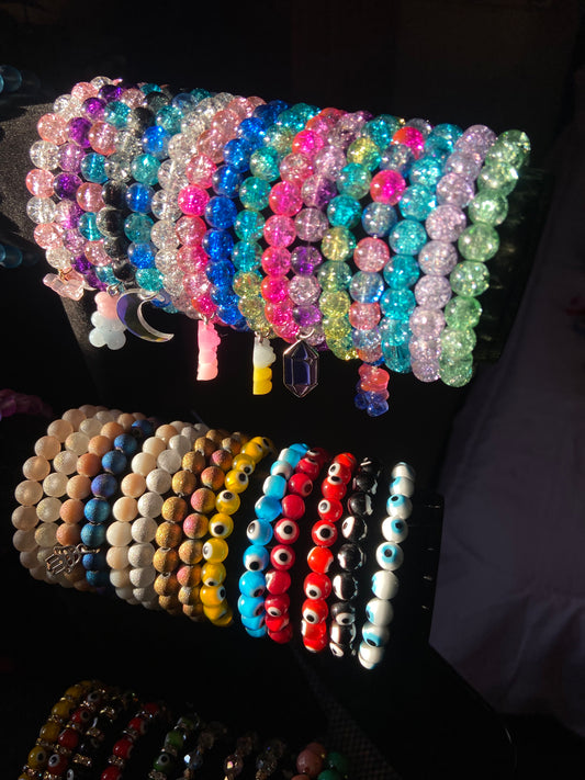 Glass Crackle Bracelets (With Charms)