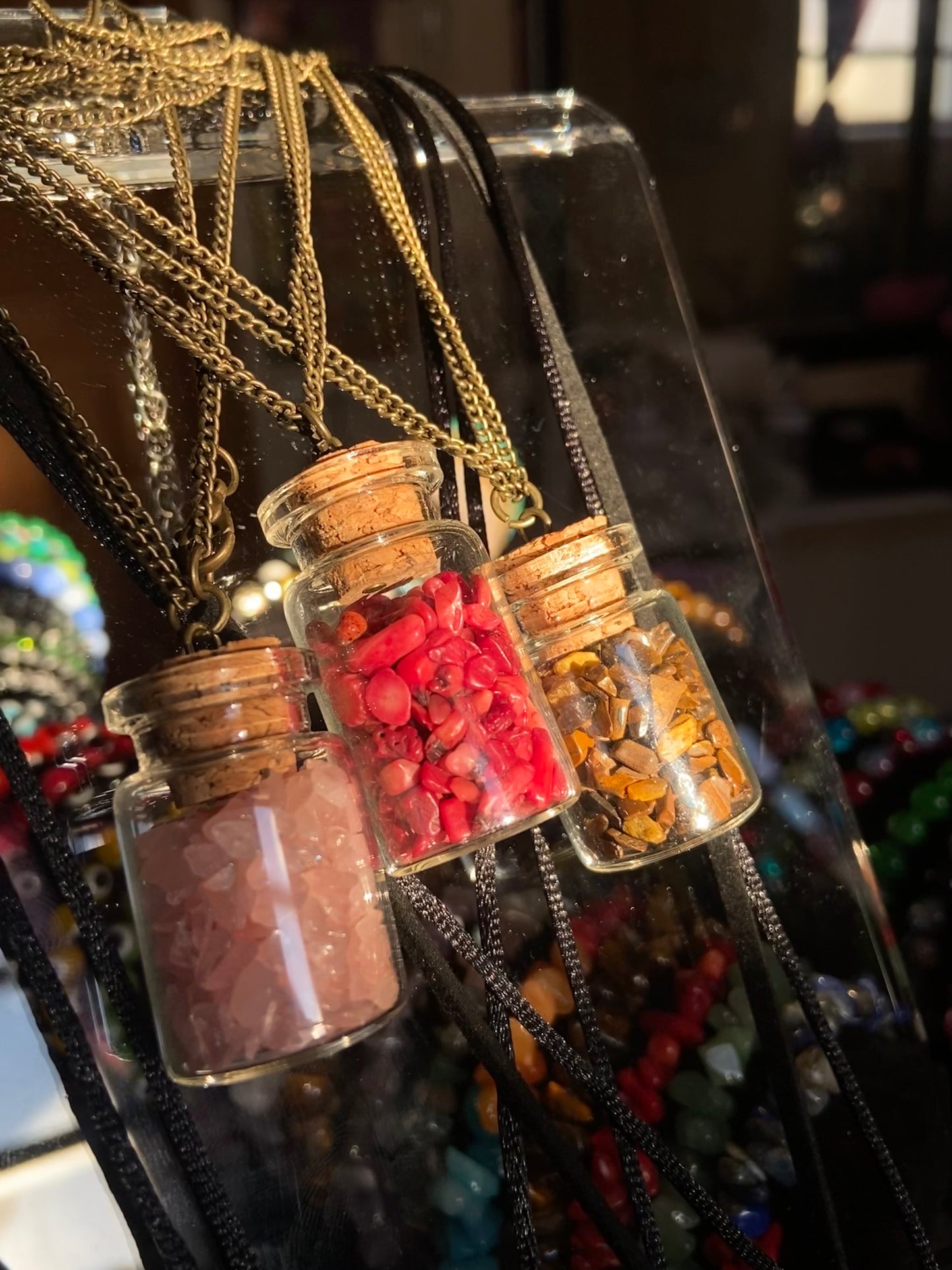 Crystal Chip Jar Necklaces