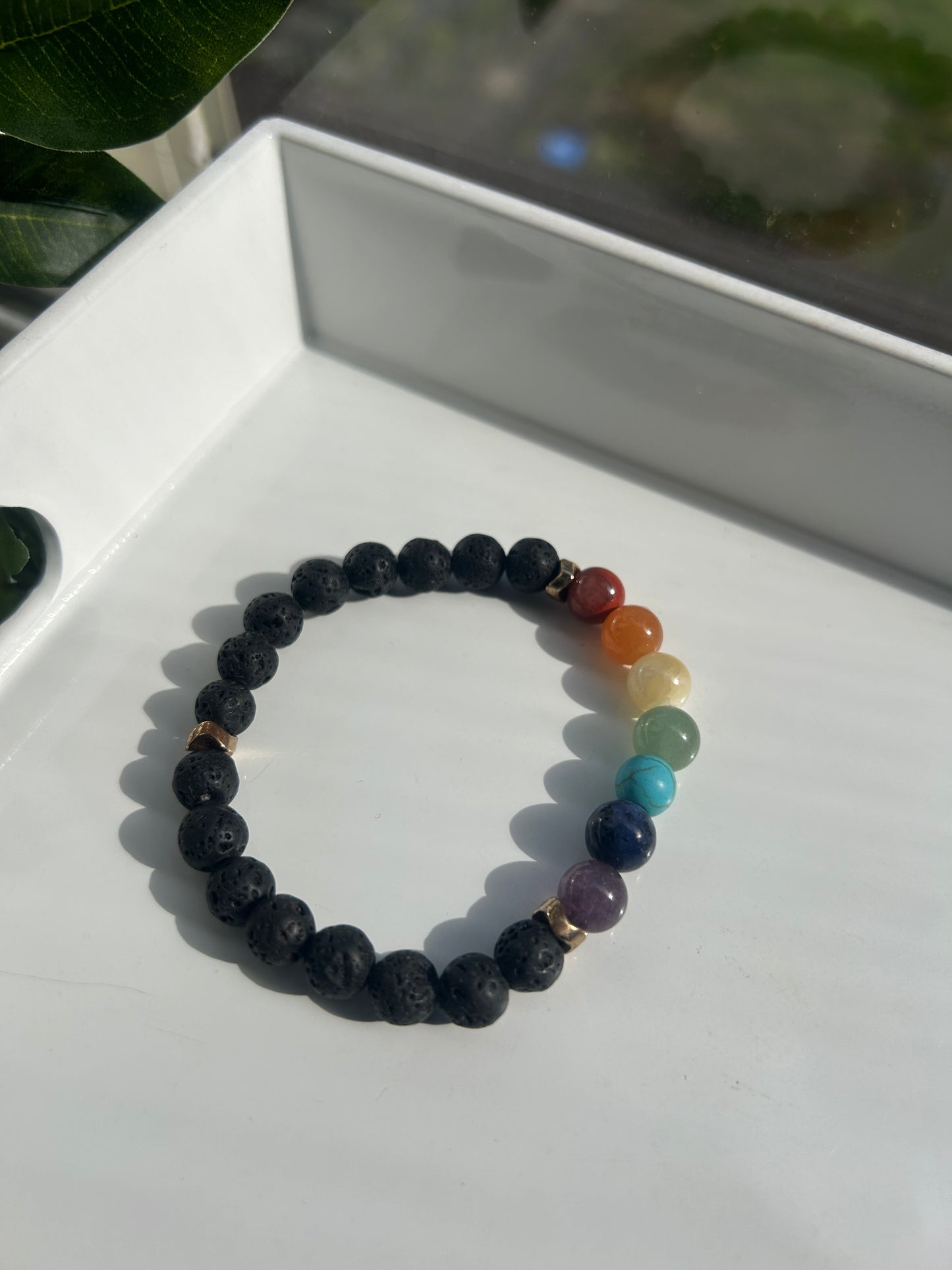 Seven Chakra & Lava Stone Bracelet