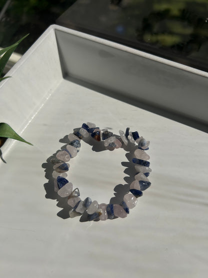 Bracelet with natural stones on a white surface
