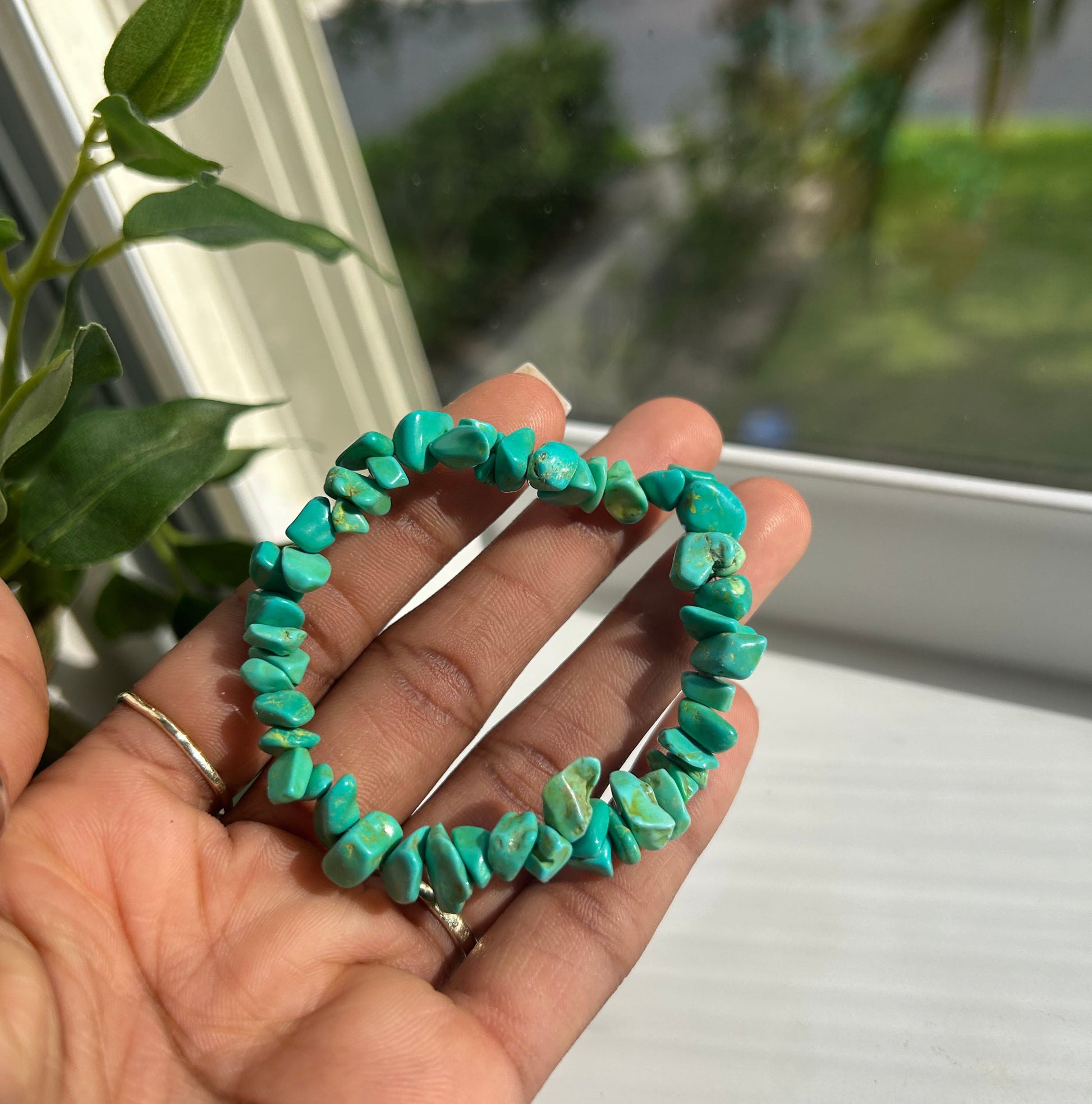 Green Crystal chip bracelet 