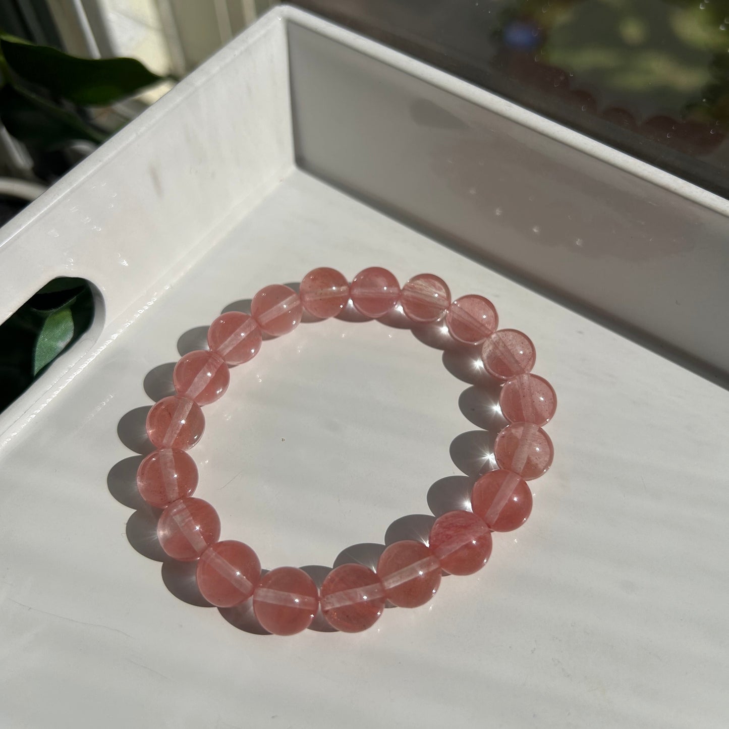 Red Glass 10MM Bracelet
