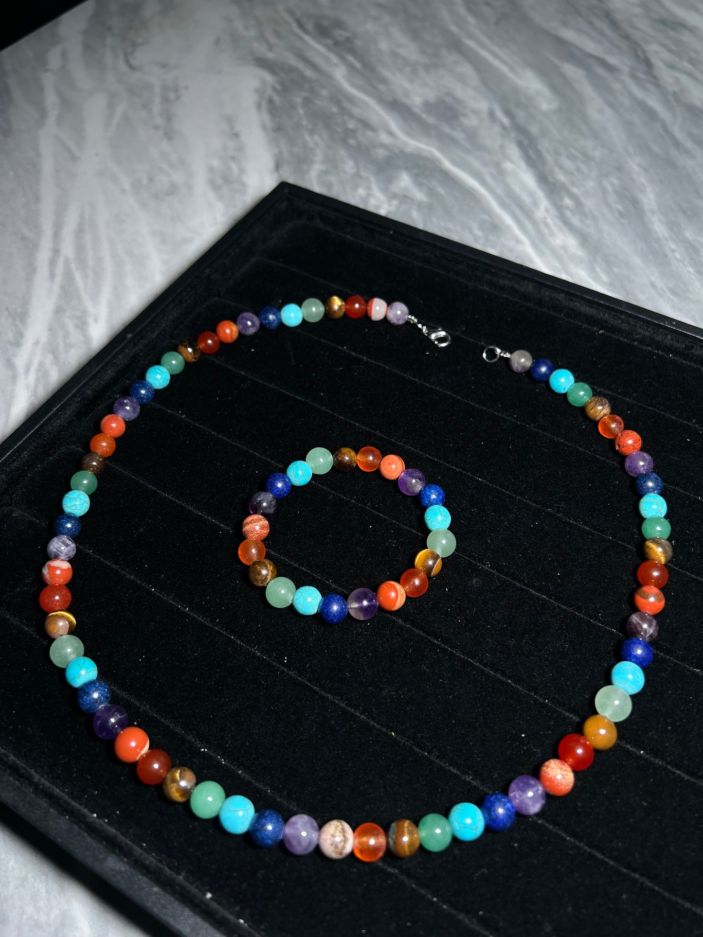 Seven Chakra Necklace And Bracelet Set