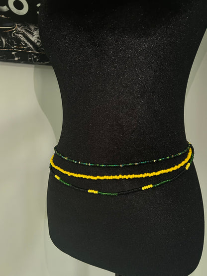 Green yellow waistbead color on Black mannequin