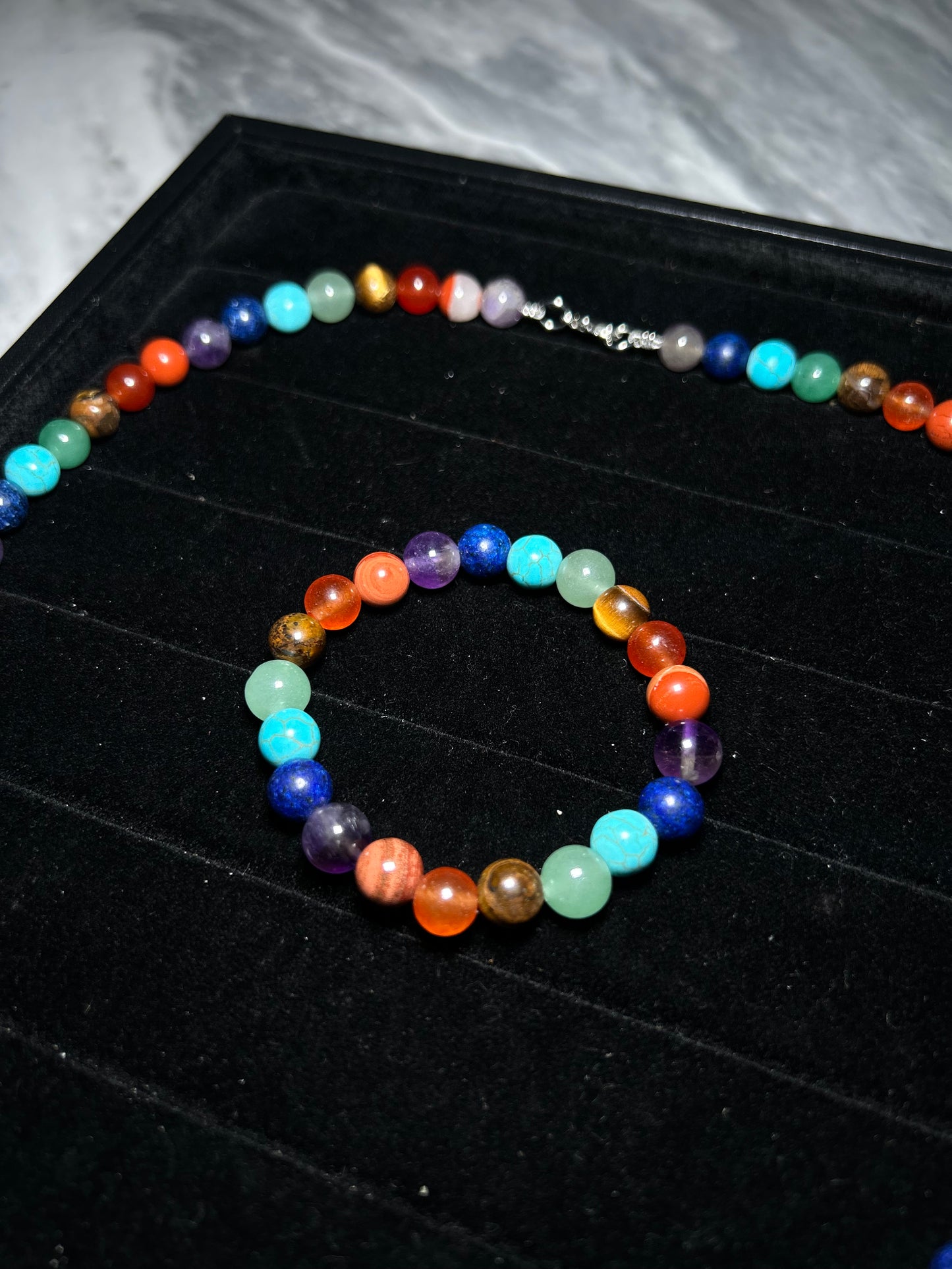 Seven Chakra Necklace And Bracelet Set