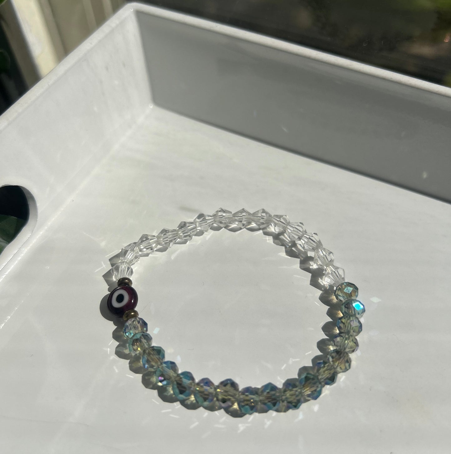 Evil eye bracelet With white background, handmade bracelet