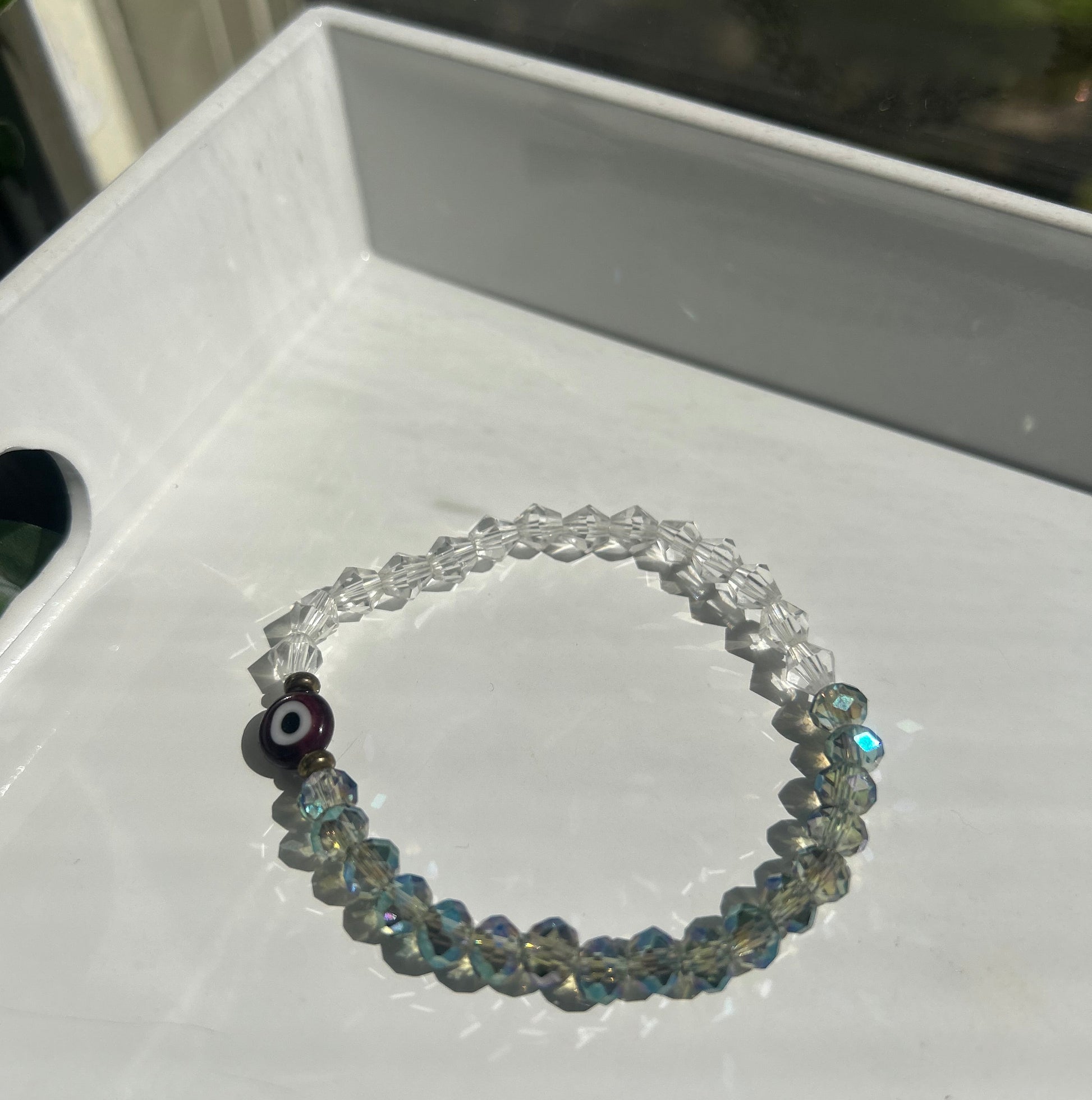 Evil eye bracelet With white background, handmade bracelet