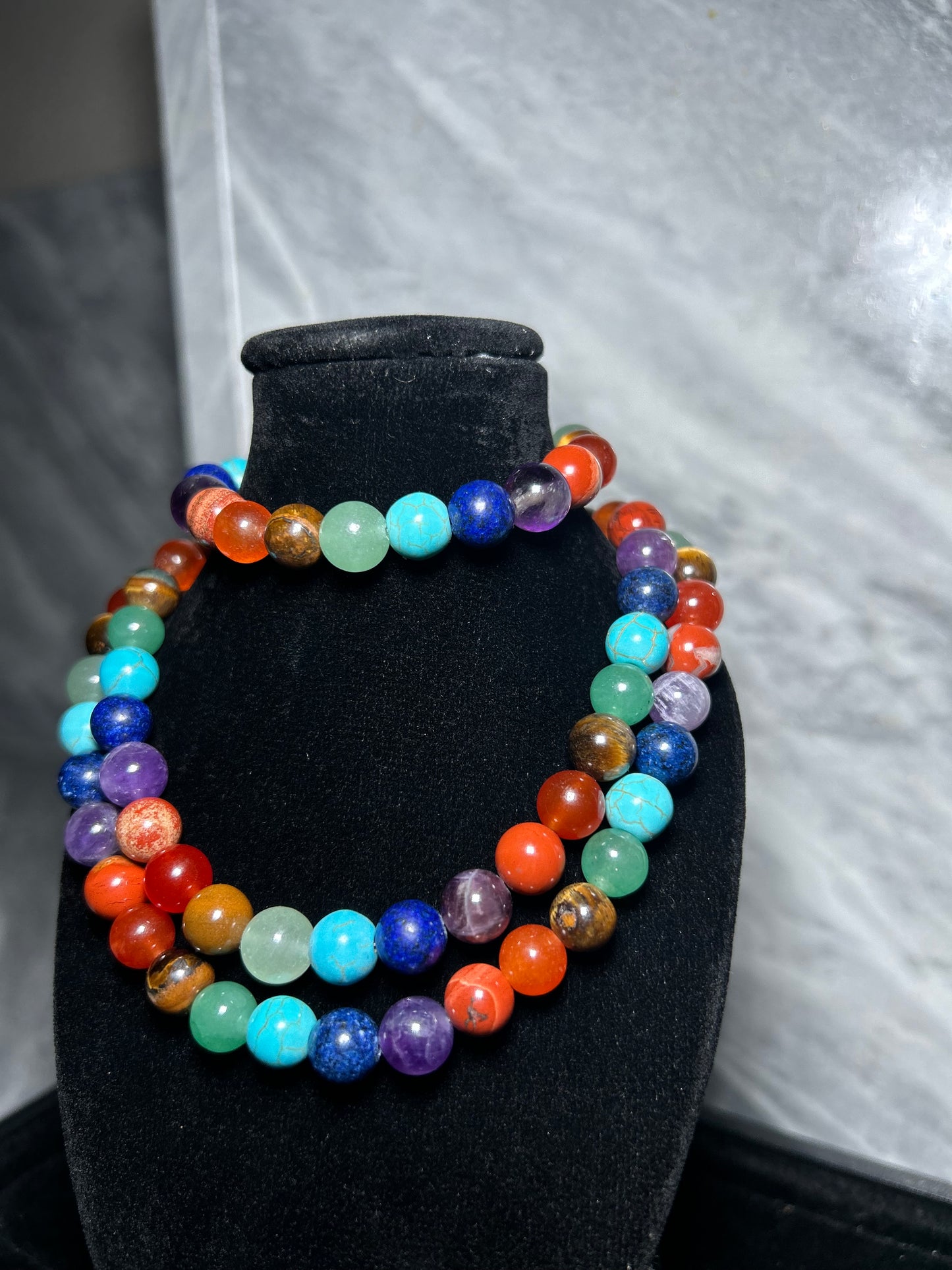 Seven Chakra Necklace And Bracelet Set