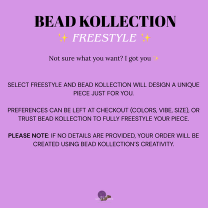 Promotional text for Bead Kollection Freestyle on a purple background
